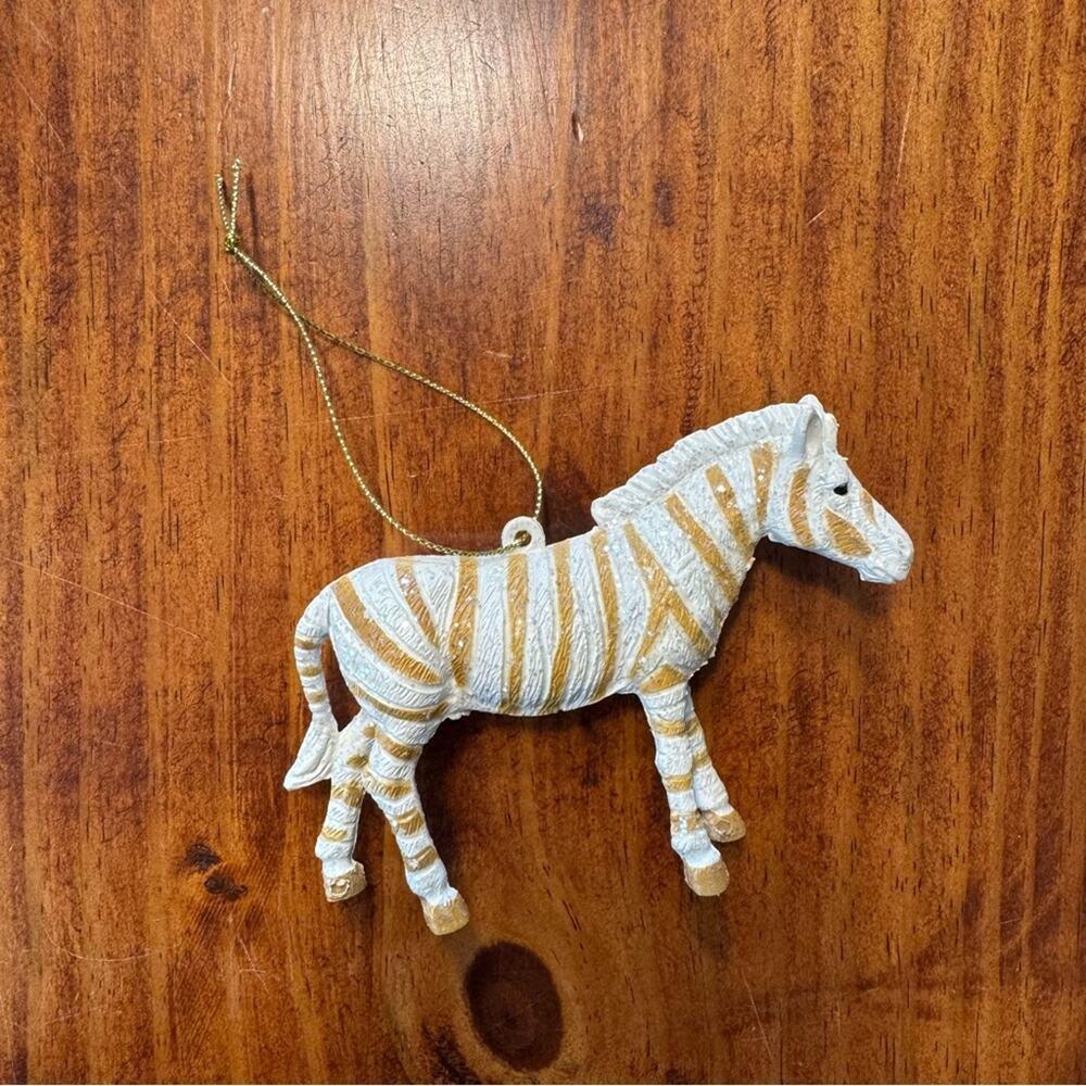 White and Gold Glitter‎ Zebra Ornament